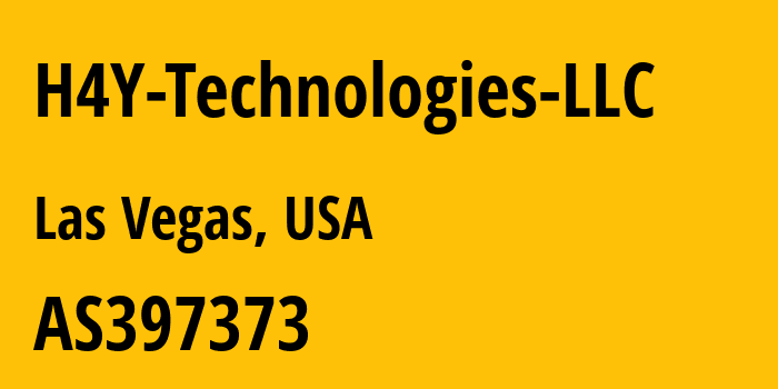 Информация о провайдере H4Y-Technologies-LLC AS397373 H4Y Technologies LLC: все IP-адреса, network, все айпи-подсети