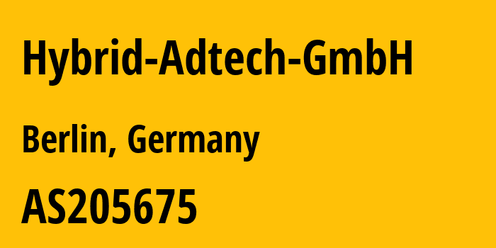 Информация о провайдере Hybrid-Adtech-GmbH AS205675 Hybrid Adtech GmbH: все IP-адреса, network, все айпи-подсети