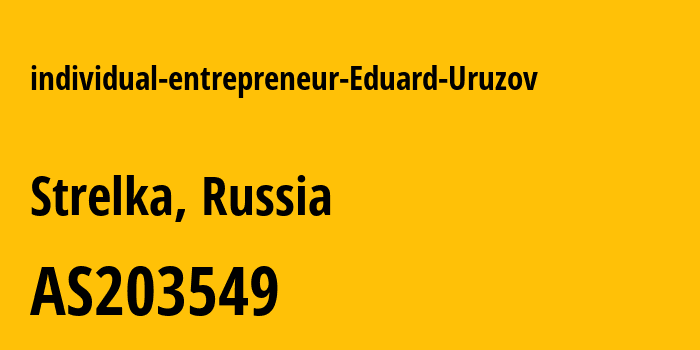 Информация о провайдере individual-entrepreneur-Eduard-Uruzov AS203549 individual entrepreneur Eduard Uruzov: все IP-адреса, network, все айпи-подсети