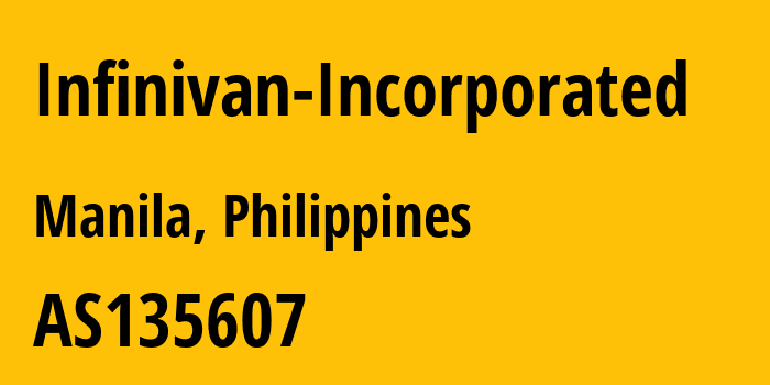 Информация о провайдере Infinivan-Incorporated AS135607 Infinivan Incorporated: все IP-адреса, network, все айпи-подсети