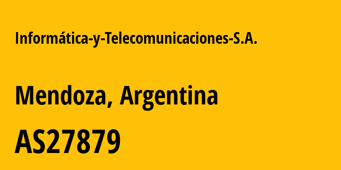 Информация о провайдере Informática-y-Telecomunicaciones-S.A. AS27879 Informática y Telecomunicaciones S.A.: все IP-адреса, network, все айпи-подсети