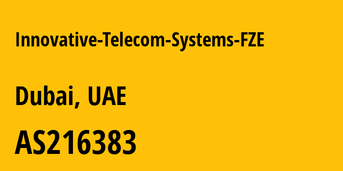 Информация о провайдере Innovative-Telecom-Systems-FZE AS216383 ONLINE SERVER TELEKOMUNIKASYON LIMITED SIRKETI: все IP-адреса, network, все айпи-подсети