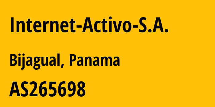 Информация о провайдере Internet-Activo-S.A. AS265698 Internet Activo S.A.: все IP-адреса, network, все айпи-подсети