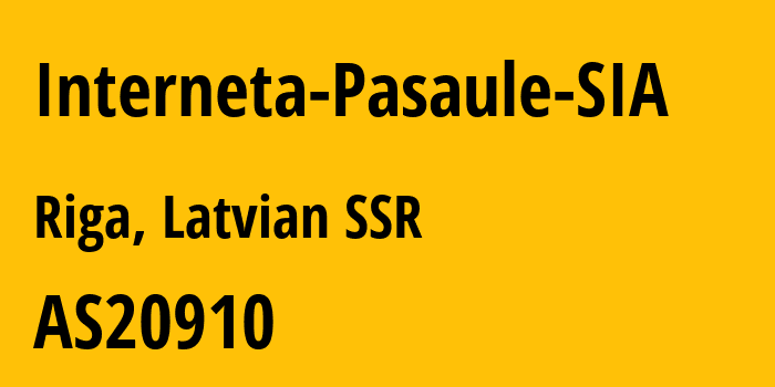 Информация о провайдере Interneta-Pasaule-SIA AS20910 Baltcom SIA: все IP-адреса, network, все айпи-подсети