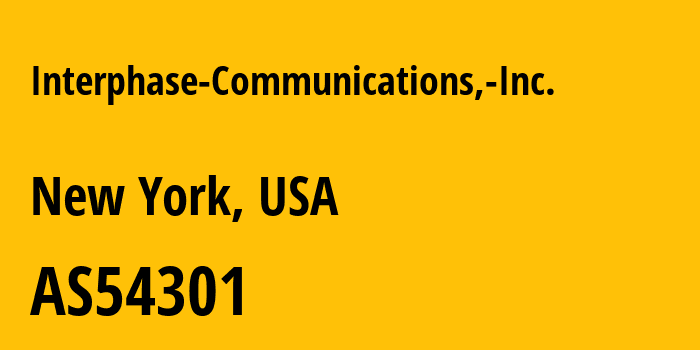 Информация о провайдере Interphase-Communications,-Inc. AS54301 Interphase Communications, Inc.: все IP-адреса, network, все айпи-подсети