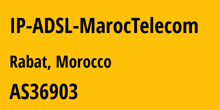 Информация о провайдере IP-ADSL-MarocTelecom AS36903 Office National des Postes et Telecommunications ONPT (Maroc Telecom) / IAM: все IP-адреса, network, все айпи-подсети