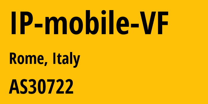 Информация о провайдере IP-mobile-VF AS30722 Vodafone Italia S.p.A.: все IP-адреса, network, все айпи-подсети