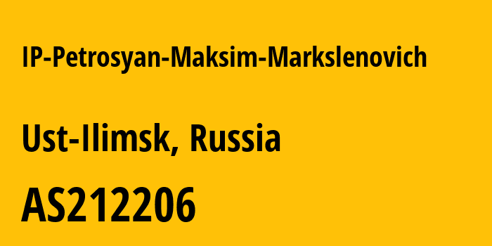 Информация о провайдере IP-Petrosyan-Maksim-Markslenovich AS212206 IP Petrosyan Maksim Markslenovich: все IP-адреса, network, все айпи-подсети