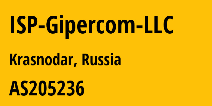 Информация о провайдере ISP-Gipercom-LLC AS205236 ISP Gipercom LLC: все IP-адреса, network, все айпи-подсети