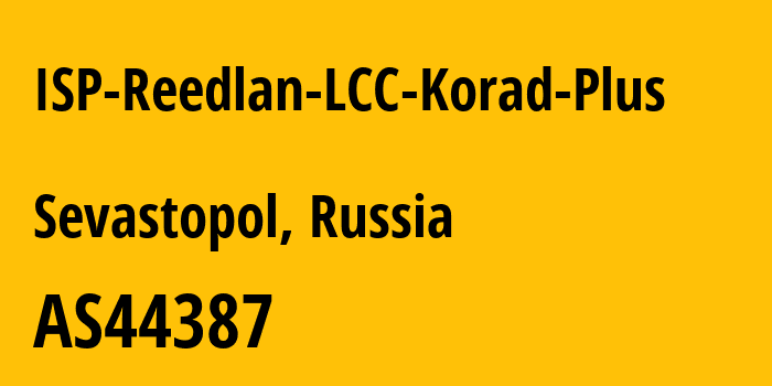 Информация о провайдере ISP-Reedlan-LCC-Korad-Plus AS44387 Radashevsky Sergiy Oleksandrovich: все IP-адреса, network, все айпи-подсети