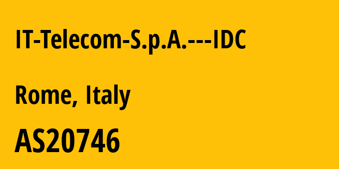 Информация о провайдере IT-Telecom-S.p.A.---IDC AS20746 Telecom Italia S.p.A.: все IP-адреса, network, все айпи-подсети