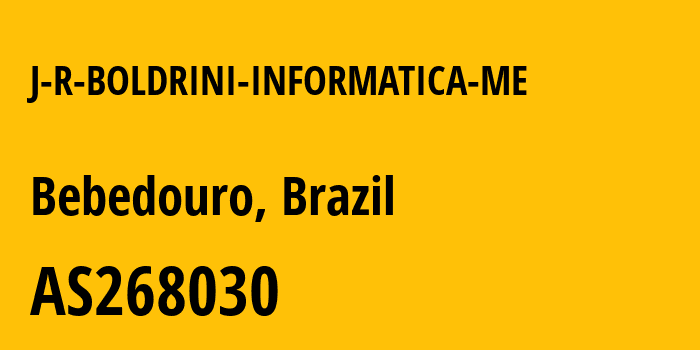 Информация о провайдере J-R-BOLDRINI-INFORMATICA-ME AS268030 J R BOLDRINI INFORMATICA ME: все IP-адреса, network, все айпи-подсети