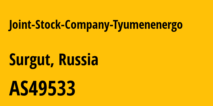 Информация о провайдере Joint-Stock-Company-Tyumenenergo AS49533 Joint Stock Company Rosseti Tyumen: все IP-адреса, network, все айпи-подсети