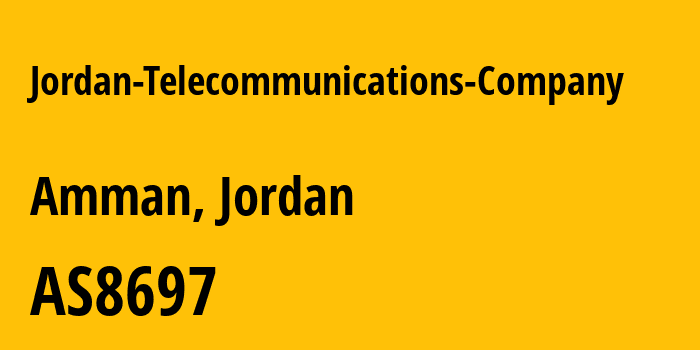 Информация о провайдере Jordan-Telecommunications-Company AS8697 Jordan Telecommunications PSC: все IP-адреса, network, все айпи-подсети