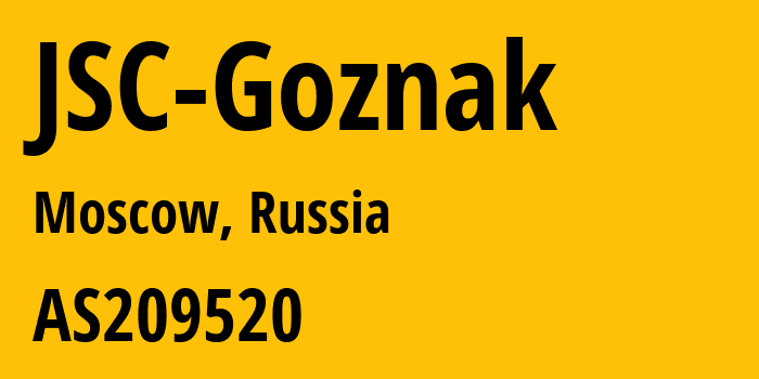 Информация о провайдере JSC-Goznak AS209520 JSC Goznak: все IP-адреса, network, все айпи-подсети