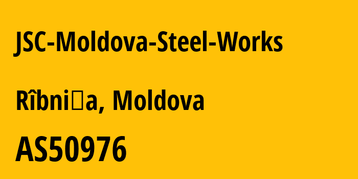 Информация о провайдере JSC-Moldova-Steel-Works AS50976 JSC Moldova Steel Works: все IP-адреса, network, все айпи-подсети