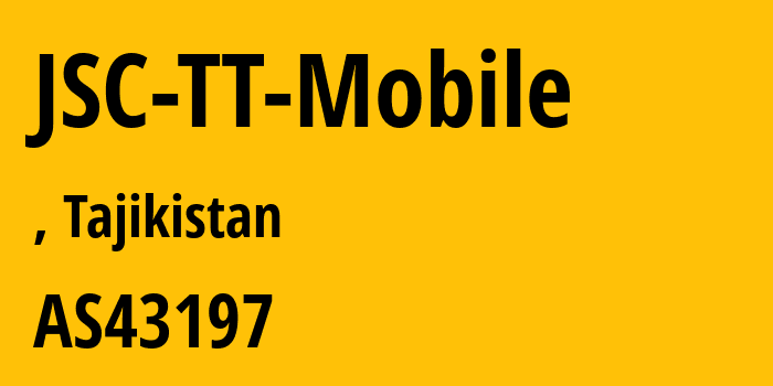 Информация о провайдере JSC-TT-Mobile AS43197 Closed Joint Stock Company TT mobile: все IP-адреса, network, все айпи-подсети