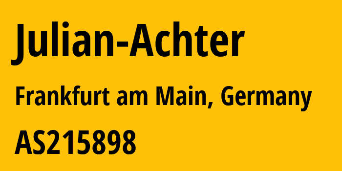 Информация о провайдере Julian-Achter AS215898 Julian Achter: все IP-адреса, network, все айпи-подсети