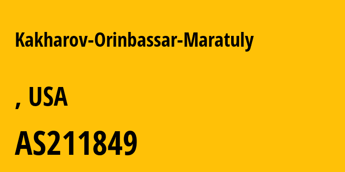 Информация о провайдере Kakharov-Orinbassar-Maratuly AS211849 Kakharov Orinbassar Maratuly: все IP-адреса, network, все айпи-подсети