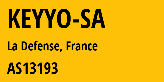 Информация о провайдере KEYYO-SA AS13193 KEYYO SA: все IP-адреса, network, все айпи-подсети