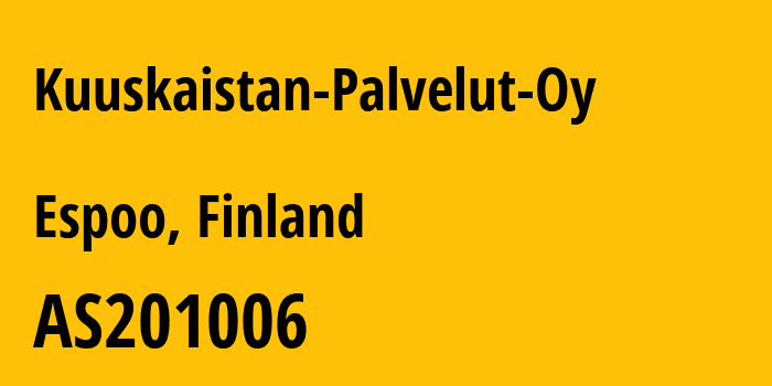 Информация о провайдере Kuuskaistan-Palvelut-Oy AS201006 Kuuskaistan Palvelut Oy: все IP-адреса, network, все айпи-подсети