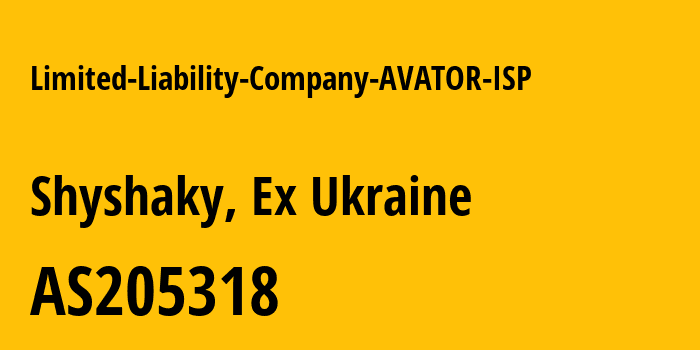 Информация о провайдере Limited-Liability-Company-AVATOR-ISP AS205318 Limited Liability Company AVATOR ISP: все IP-адреса, network, все айпи-подсети