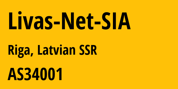 Информация о провайдере Livas-Net-SIA AS34001 SIA LIVAS NET: все IP-адреса, network, все айпи-подсети