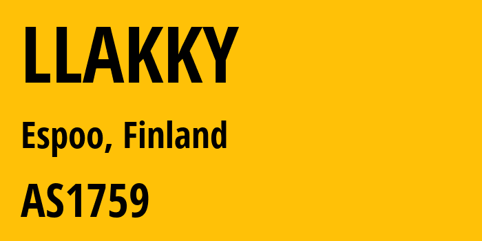 Информация о провайдере LLAKKY AS1759 Telia Finland Oyj: все IP-адреса, network, все айпи-подсети