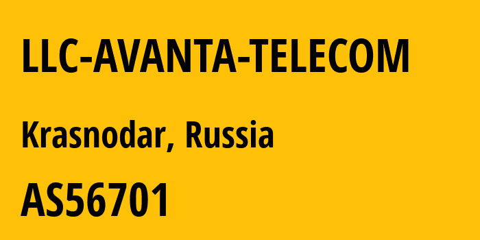 Информация о провайдере LLC-AVANTA-TELECOM AS56701 LLC AVANTA TELECOM: все IP-адреса, network, все айпи-подсети