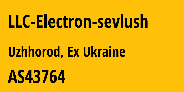 Информация о провайдере LLC-Electron-sevlush AS43764 LLC Electron-sevlush: все IP-адреса, network, все айпи-подсети