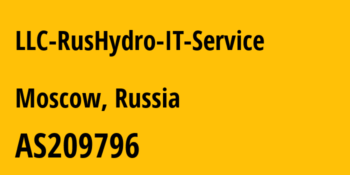 Информация о провайдере LLC-RusHydro-IT-Service AS209796 LLC RusHydro IT Service: все IP-адреса, network, все айпи-подсети