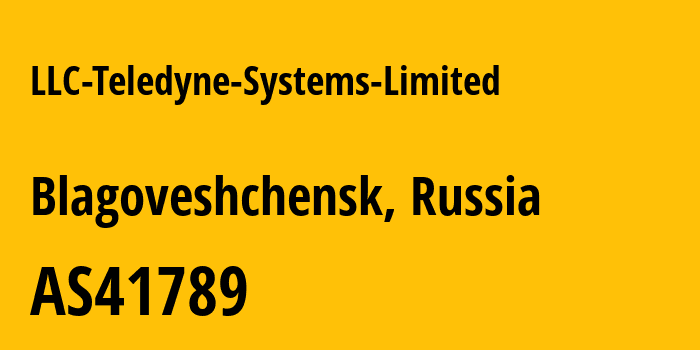 Информация о провайдере LLC-Teledyne-Systems-Limited AS41789 LLC Teledyne Systems Limited: все IP-адреса, network, все айпи-подсети