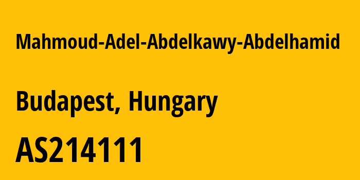 Информация о провайдере Mahmoud-Adel-Abdelkawy-Abdelhamid AS214111 Mahmoud Adel Abdelkawy Abdelhamid: все IP-адреса, network, все айпи-подсети