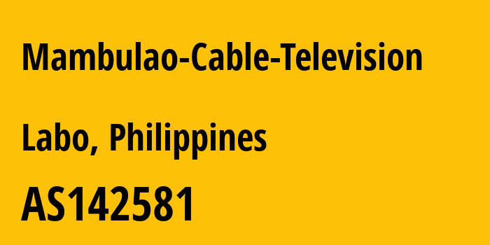 Информация о провайдере Mambulao-Cable-Television AS142581 Mambulao Cable Television: все IP-адреса, network, все айпи-подсети