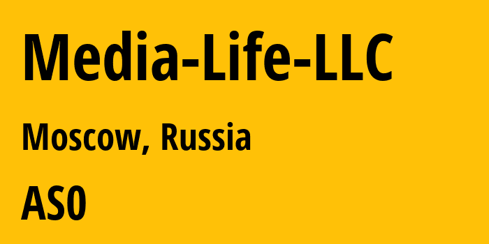 Информация о провайдере Media-Life-LLC AS34492 MEDIA LIFE LLC: все IP-адреса, network, все айпи-подсети