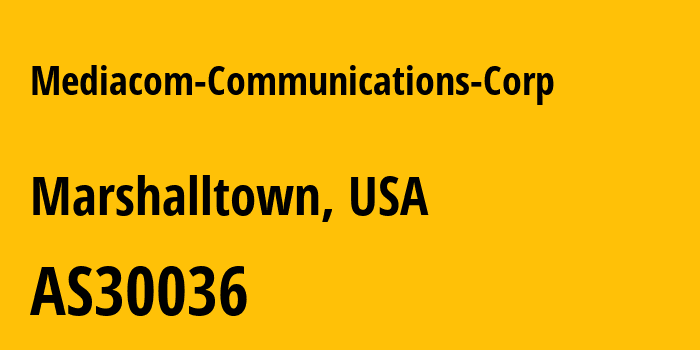 Информация о провайдере Mediacom-Communications-Corp AS30036 Mediacom Communications Corp: все IP-адреса, network, все айпи-подсети