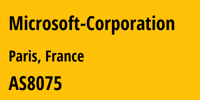 Информация о провайдере Microsoft-Corporation AS8075 Microsoft Corporation: все IP-адреса, network, все айпи-подсети