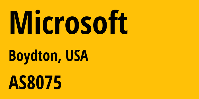 Информация о провайдере Microsoft AS8075 Microsoft Corporation: все IP-адреса, network, все айпи-подсети