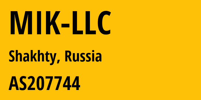 Информация о провайдере MIK-LLC AS207744 MIK LLC: все IP-адреса, network, все айпи-подсети