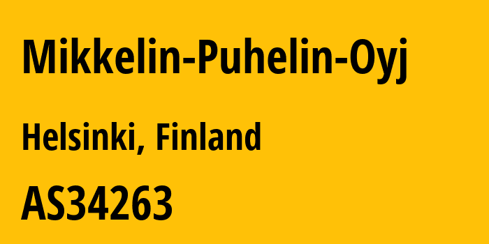 Информация о провайдере Mikkelin-Puhelin-Oyj AS34263 MPY Telecom Oy: все IP-адреса, network, все айпи-подсети