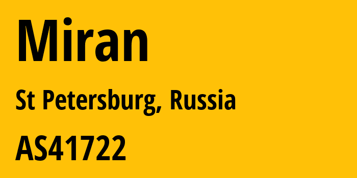 Информация о провайдере Miran AS41722 Miran Ltd.: все IP-адреса, network, все айпи-подсети