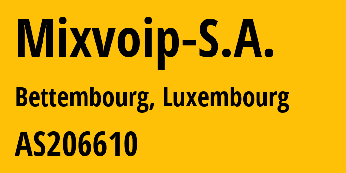 Информация о провайдере Mixvoip-S.A. AS206610 Mixvoip S.A.: все IP-адреса, network, все айпи-подсети