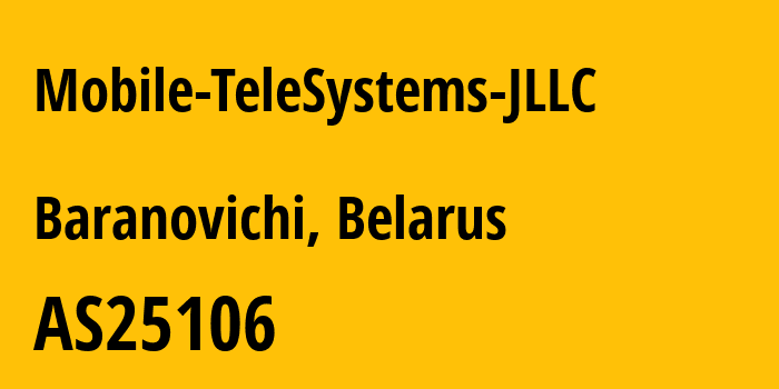 Информация о провайдере Mobile-TeleSystems-JLLC AS25106 Mobile TeleSystems JLLC: все IP-адреса, network, все айпи-подсети