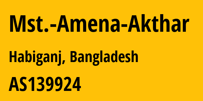Информация о провайдере Mst.-Amena-Akthar AS139924 Pipex Communication: все IP-адреса, network, все айпи-подсети