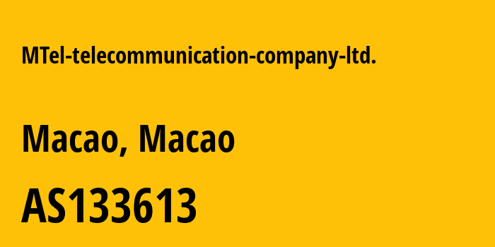 Информация о провайдере MTel-telecommunication-company-ltd. AS133613 MTel telecommunication company ltd.: все IP-адреса, network, все айпи-подсети