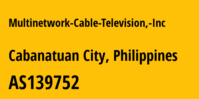 Информация о провайдере Multinetwork-Cable-Television,-Inc AS139752 Multinetwork Cable Television, Inc: все IP-адреса, network, все айпи-подсети