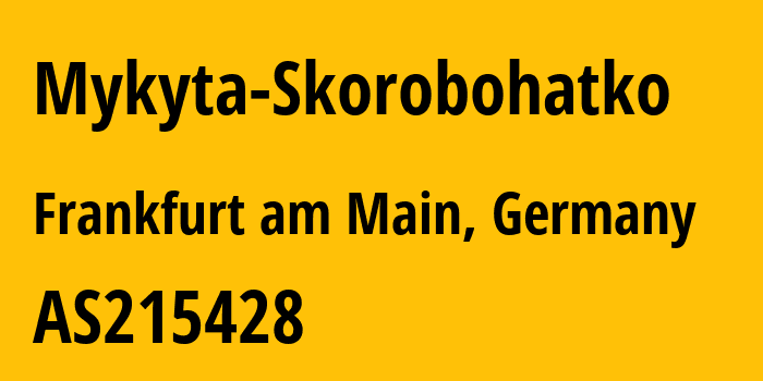 Информация о провайдере Mykyta-Skorobohatko AS215428 Mykyta Skorobohatko: все IP-адреса, network, все айпи-подсети