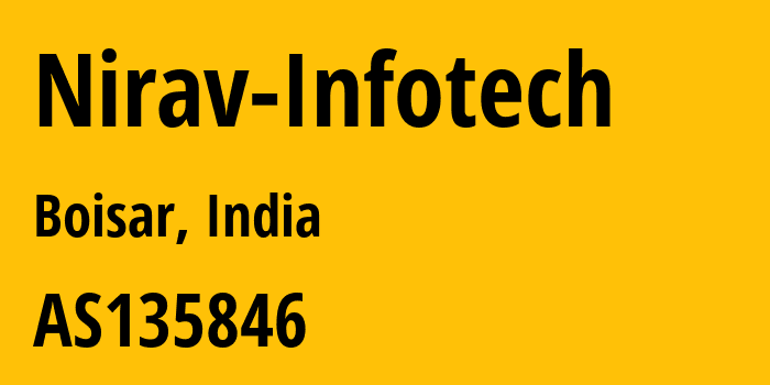 Информация о провайдере Nirav-Infotech AS135846 Nirav Infotech: все IP-адреса, network, все айпи-подсети