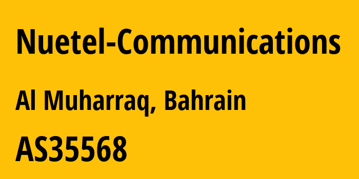 Информация о провайдере Nuetel-Communications AS35568 Nuetel Communications B.S.C: все IP-адреса, network, все айпи-подсети