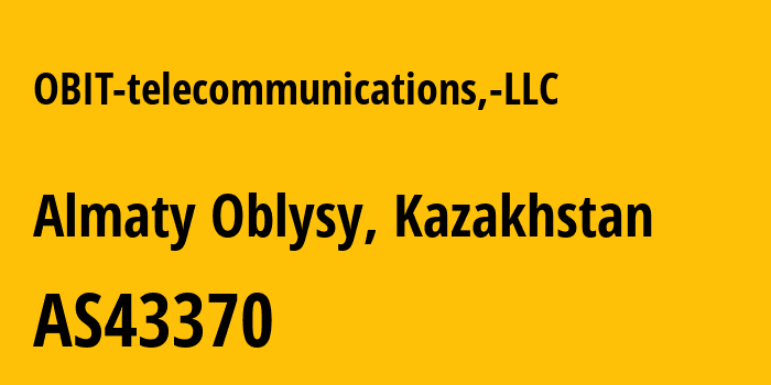 Информация о провайдере OBIT-telecommunications,-LLC AS43370 OBIT-telecommunications, LLC: все IP-адреса, network, все айпи-подсети